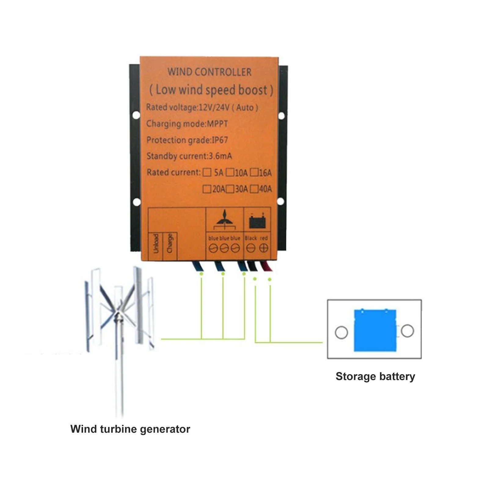12V 24V 16A Wind Turbine Controller 300W-1000W Step Up Type MPPT PWM Wind Charge Controller Regulator