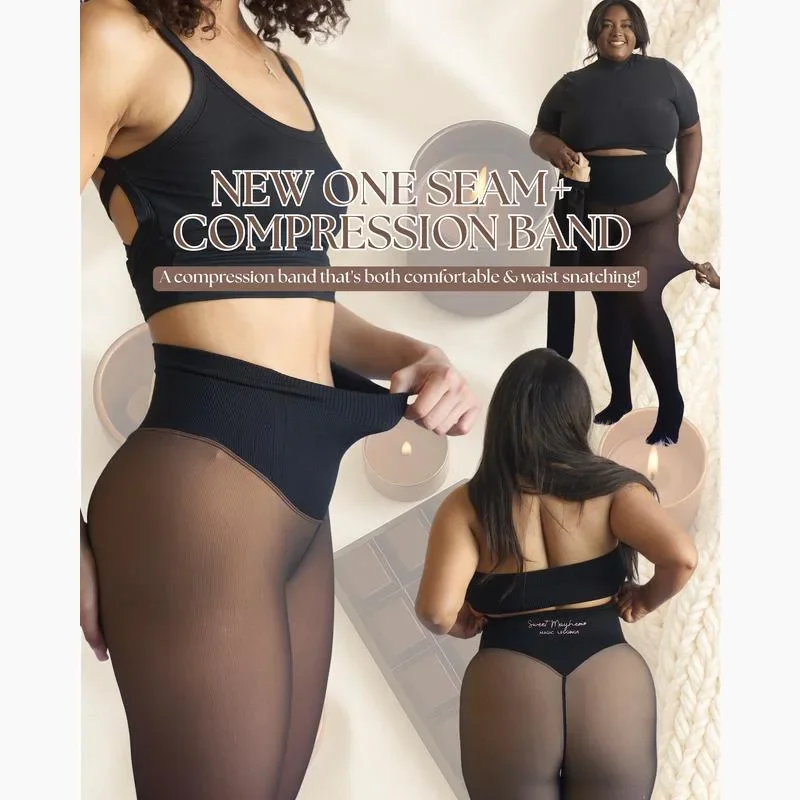 Women Winter Fleece Lined See Through Skinny Thermal Warm Tights Leggings Sexy XXL Plus Size M400