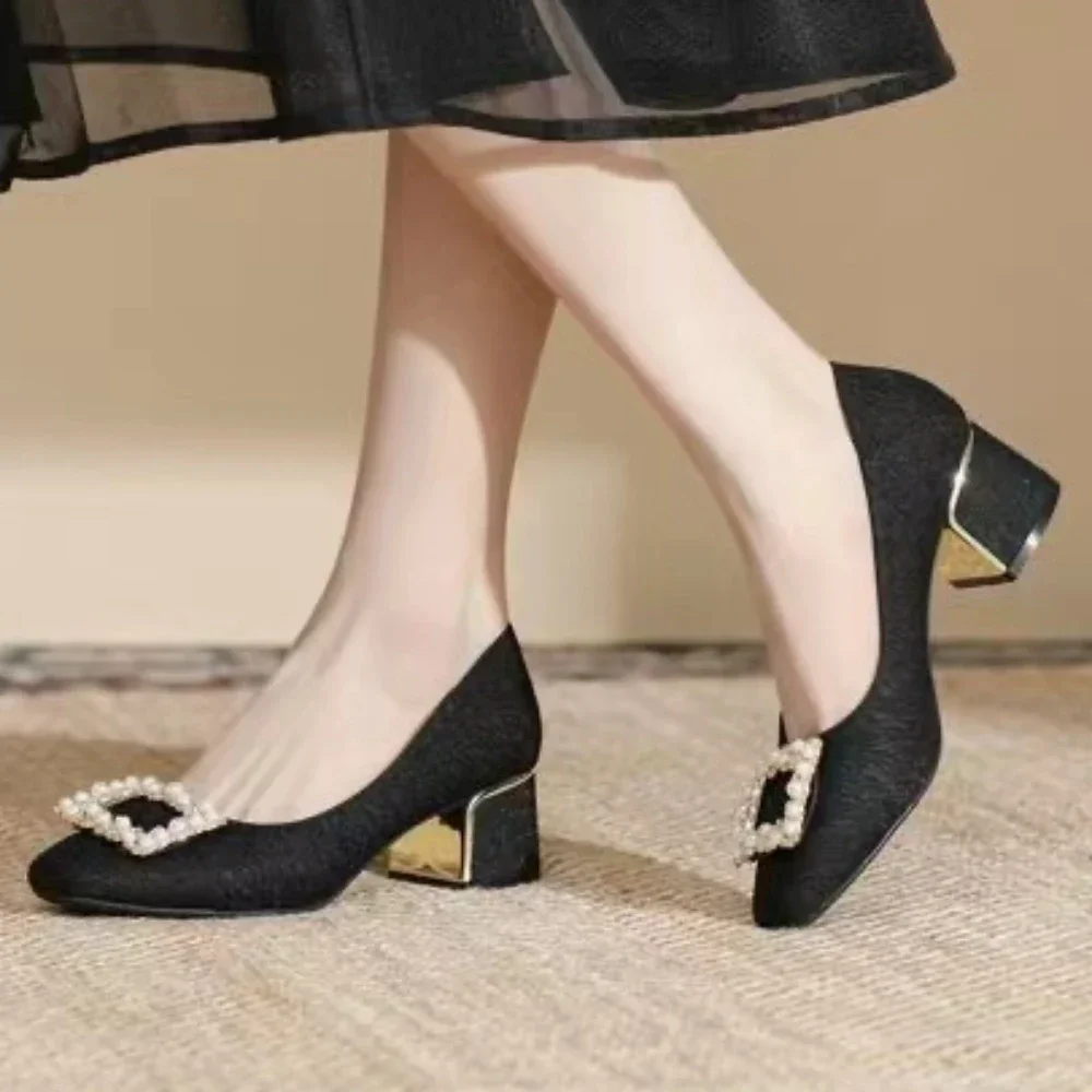 

2024 New Women Pumps Heels Fashion High Heels Chunky Rhinestone Elegant Shoes Party Wedding Women Pumps Plus Size Women Shoes