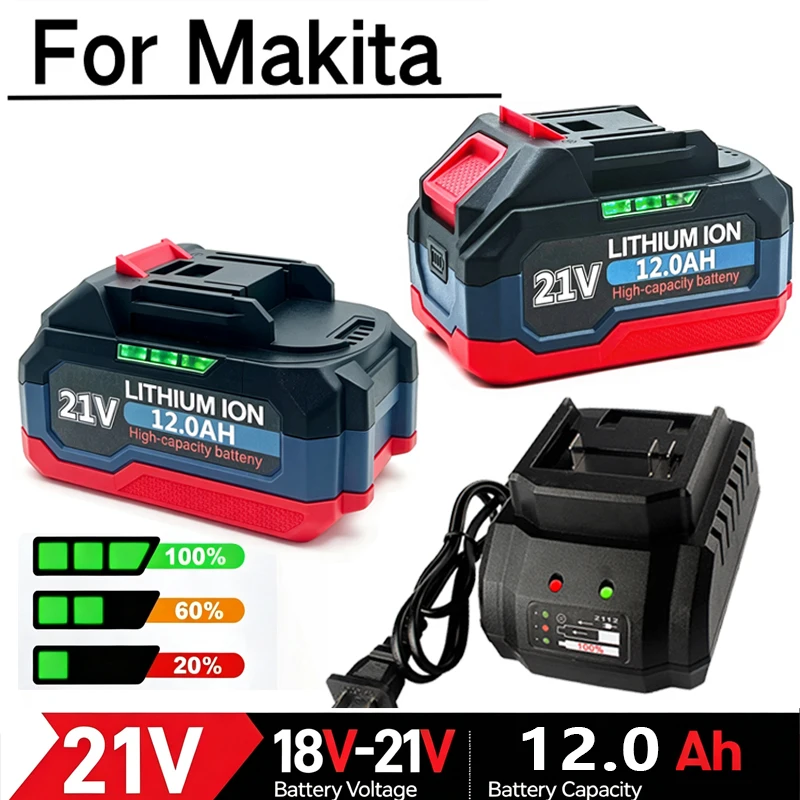 Image of Original 21V Akku 6,0Ah/12,0Ah wiederaufladbarer Lithium-Ionen-21V-Akku für Makita 18V Elektrowerkzeug DDF487 BL1860 BL1850 Akku
