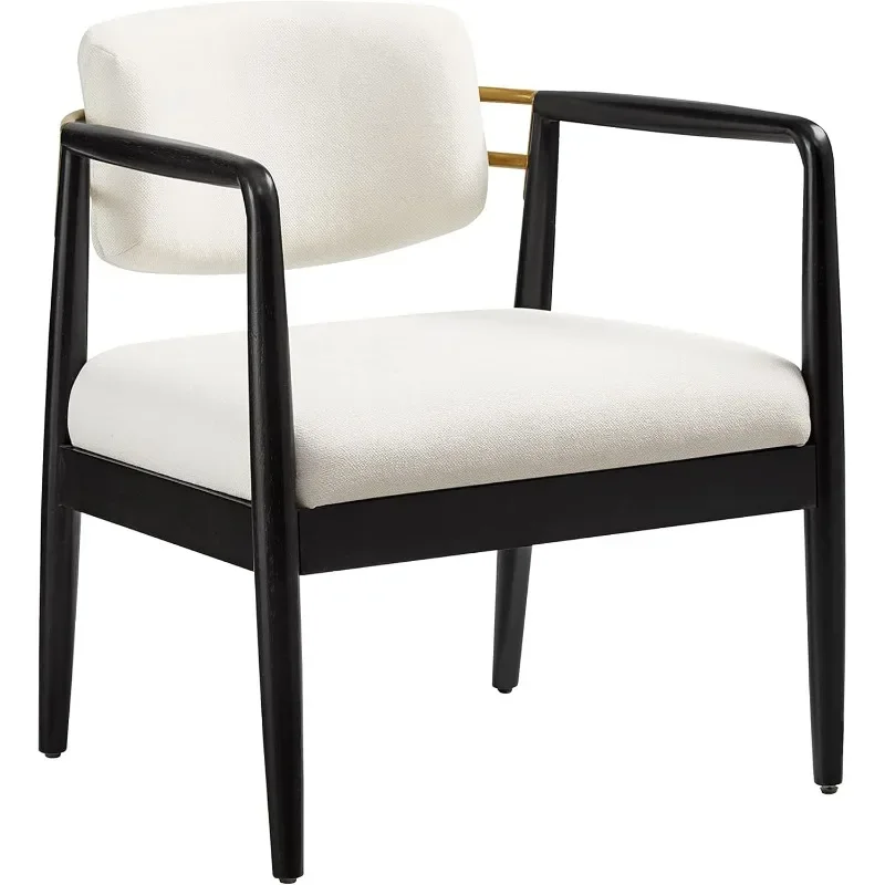 

Modern Accent Chair Upholstered Club Chair Comfy Side Armchair with Wooden Frame, Ivory