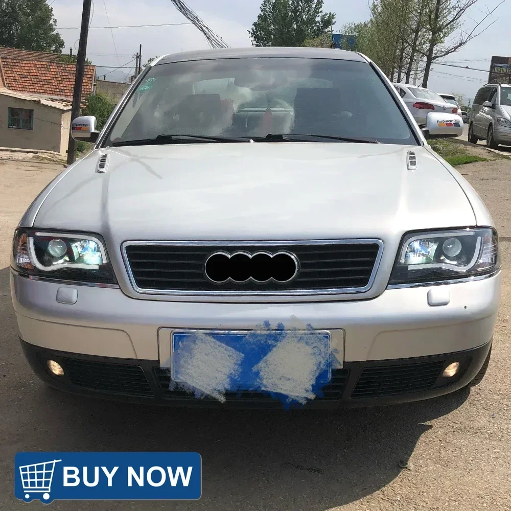 لأودي A6 A6L C4 1997-2004 LED مجموعة مصابيح السيارة الأمامية ترقية عيون الملاك نمط ثنائية البؤرة عدسة السيارات المصابيح الأمامية اكسسوارات #6