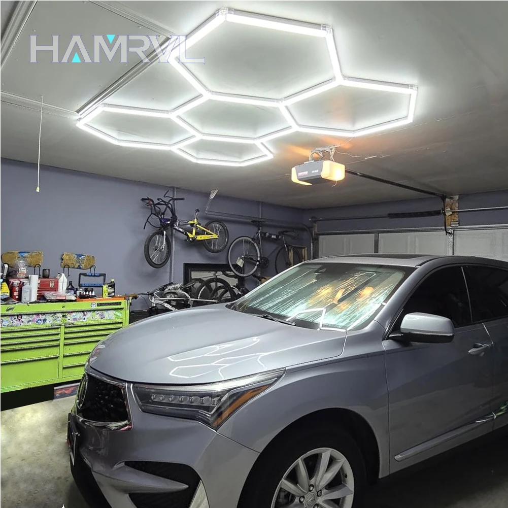 

Сотовая трубчатая лампа, шестигранная светодиодная лампа для гаража, деталь для авторемонта, детали для красоты автомобиля, магазин шин, парикмахерская, мастерская, потолочный светильник