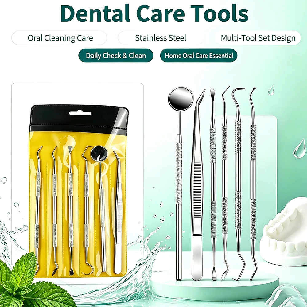 Stainless Steel Dental Explorer Probe Teeth Cleaning Pick Tartar Plaque Remover Oral Care Tool For Home Dentist Use