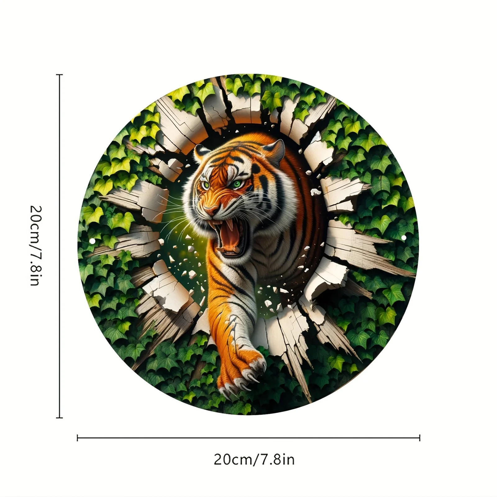 2D Flat, 1-Pack Aluminum Metal Tiger Art Sign, 3D Visual Effect Wall Decor for Bedroom, Office, Living Room - Durable Aluminum W