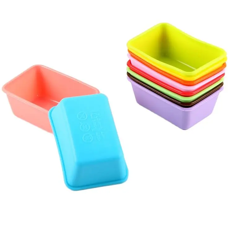 10 Stück rechteckige kleine Silikon-Kastenform, Silikon-Muffin-Backförmchen, Cupcake-Form E149