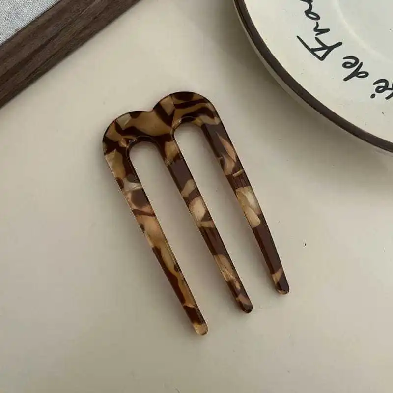 여성용 프랑스 헤어핀 U자형 헤어 포크 빈티지 헤어스타일 액세서리 패션 3갈래 번 헤어 스... - 5
