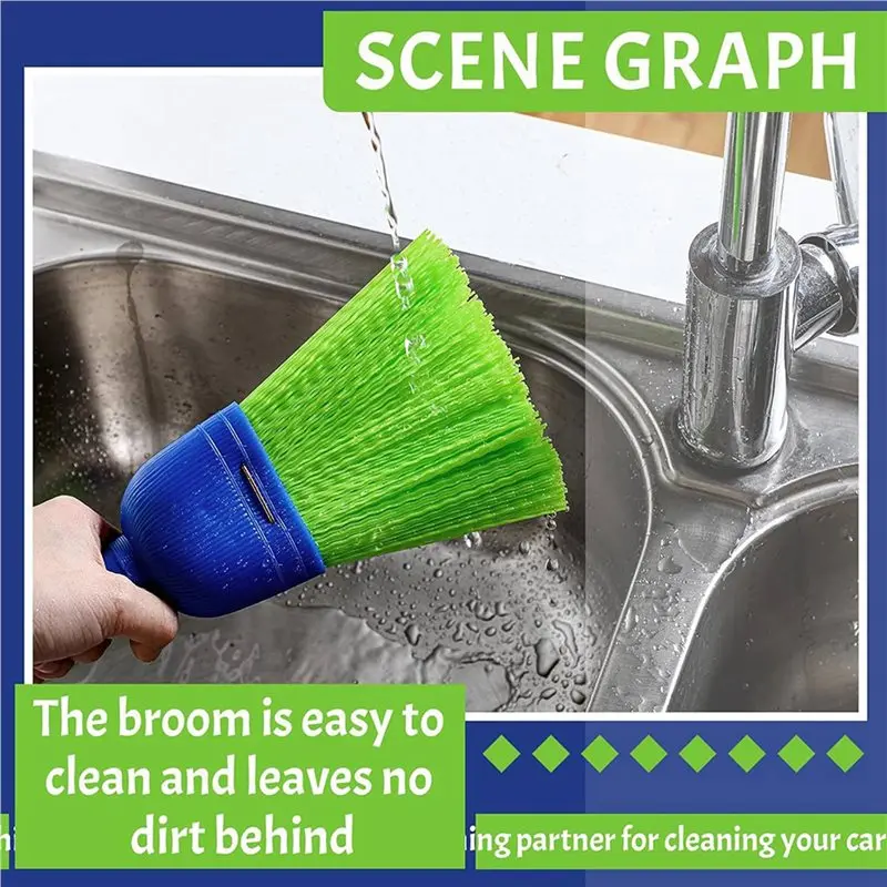 AB13-6 Pcs Whisk Broom Polys Fiber Handheld Brush Hand Broom Outdoor Broom Car Broom With Hang Hole For Cleaning Inddoor