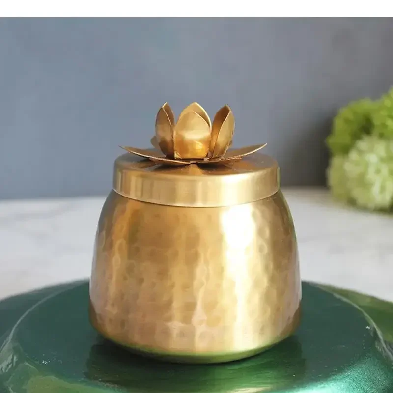 Tanques de almacenamiento de cobre con tapa, tarro para aperitivos, dulces, frutas secas, latas de nueces, tarro de azúcar, lata de té y café para el hogar, contenedores de almacenamiento de cocina