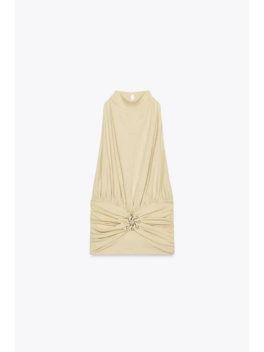 بلوزة معدنية مزخرفة بياقة على شكل قرد الشمس مع طيات شماعات من النايلين بطول ort Cleanfit Sle للنساء