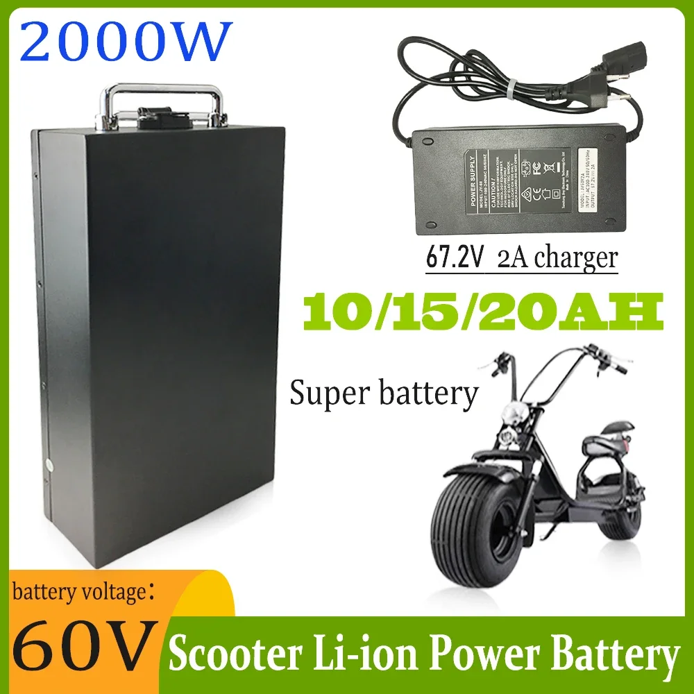 

Batteria al litio elettrica impermeabile 18650 batteria 60V 10/15/20ah per Citycoco pieghevole a due ruote+charger