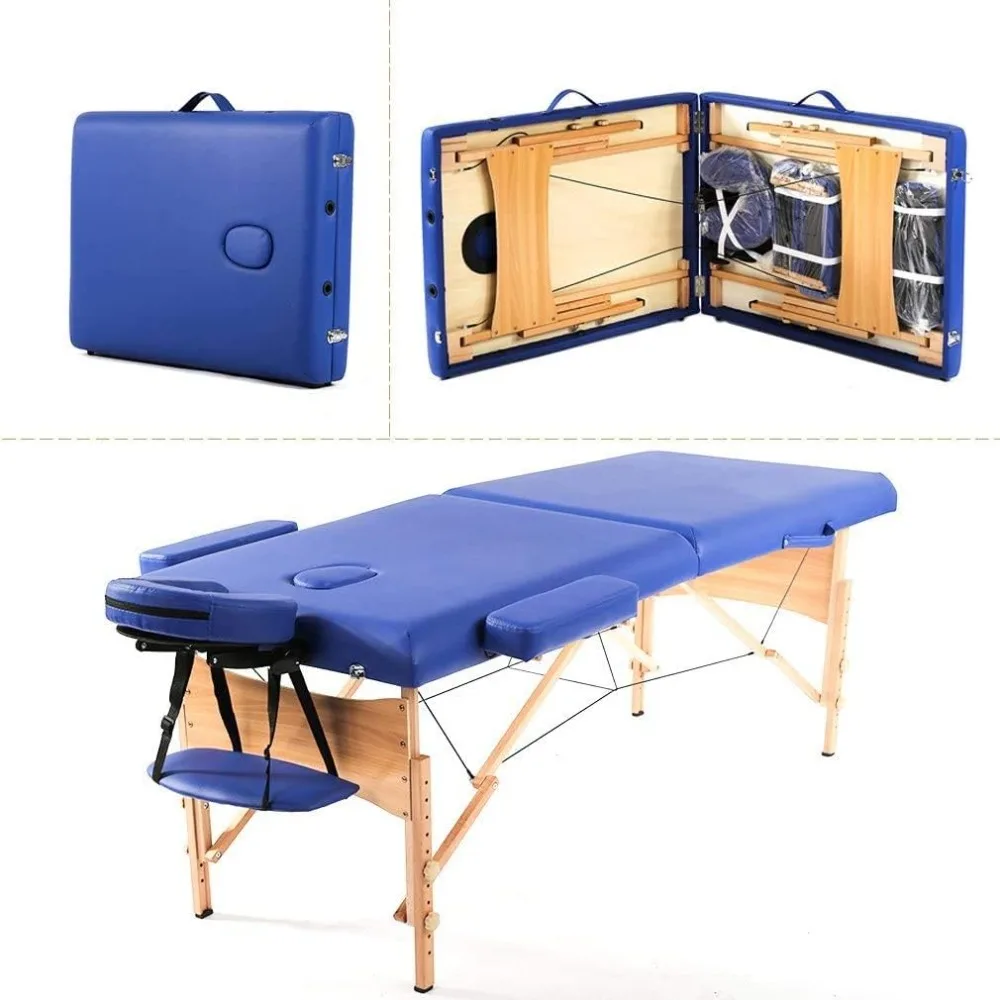 Massage Table Portable Massage Bed 2 Fold Lash Bed Spa 84 in L Hight Adjustable Spa Facial Cradle Salon Bed W/Carry