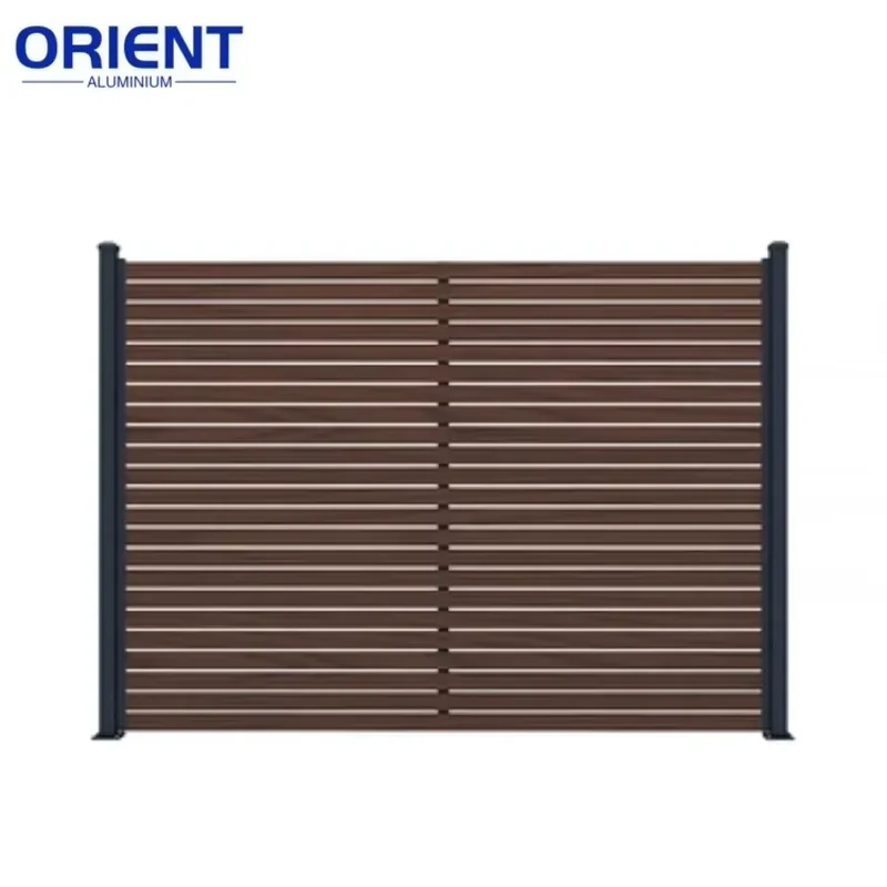 for Decorative Anti-climb Fence Outdoor Garden Aluminum Post Horizontal Slat Privacy Artificial Fencing