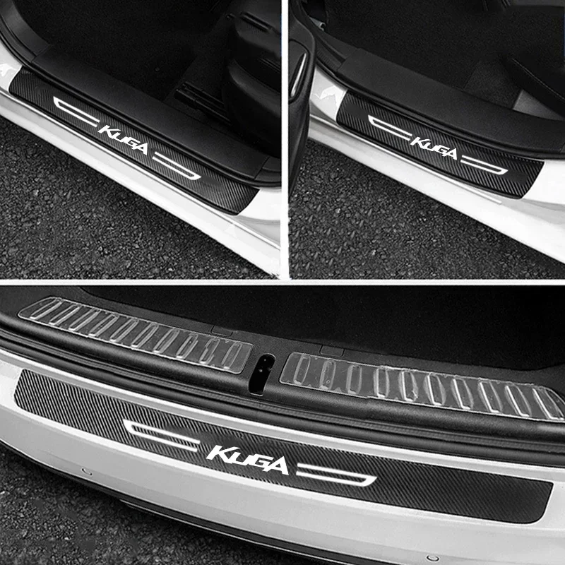 Carbon Fiber Car Stickers for Ford KUGA Badge  Auto Door Threshold Protective Strip Anti Scratch Waterproof Decal Accessories