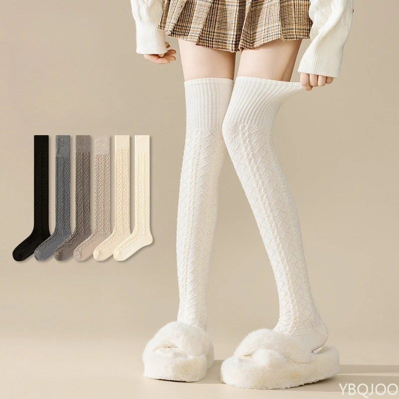5 pairs Fashionable versatile knee high socks women comfortable long tube socks autumn winter retro thick warm high tube socks