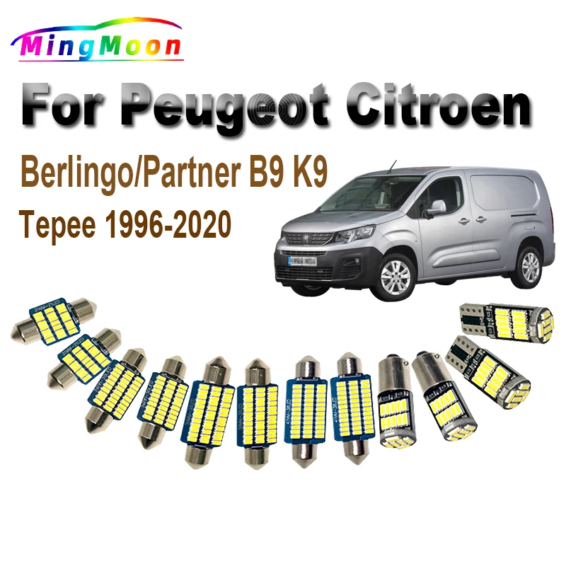 Car Accessories For Citroen Berlingo For Peugeot Partner B9 K9 Tepee Canbus Vehicle LED Interior Map Dome Trunk Light Kit