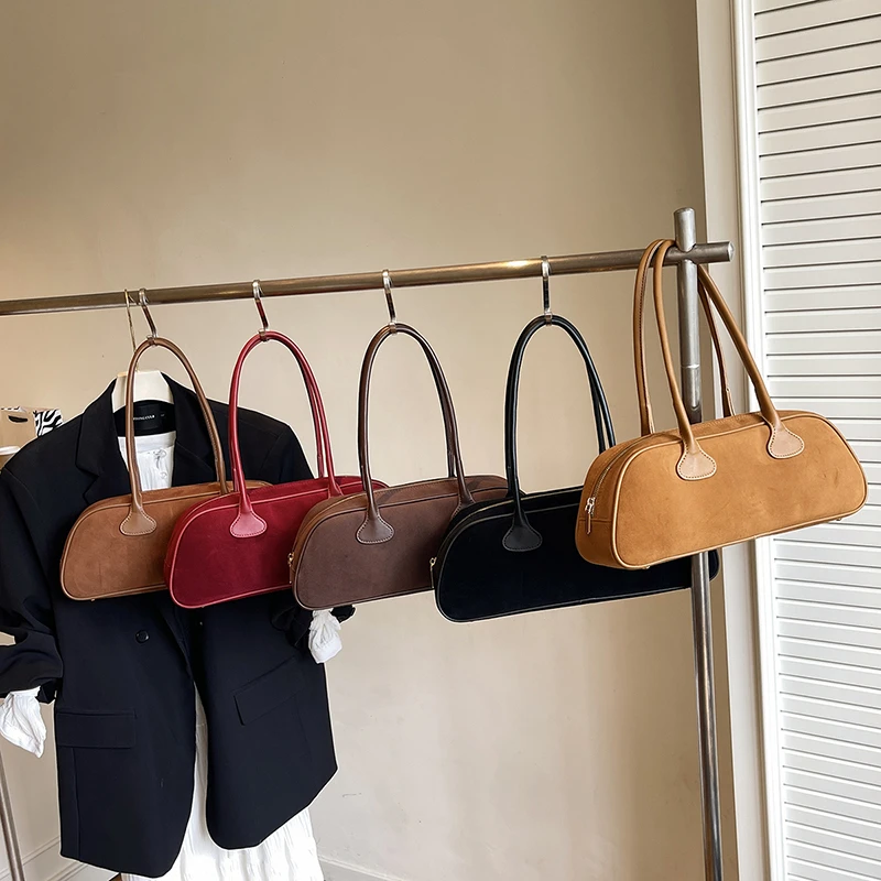 

Solid Color Faux Suede Super Cool Stylish Design Women's Handbags 2026 High Quality Winter Design Large Capacity Shoulder Bags