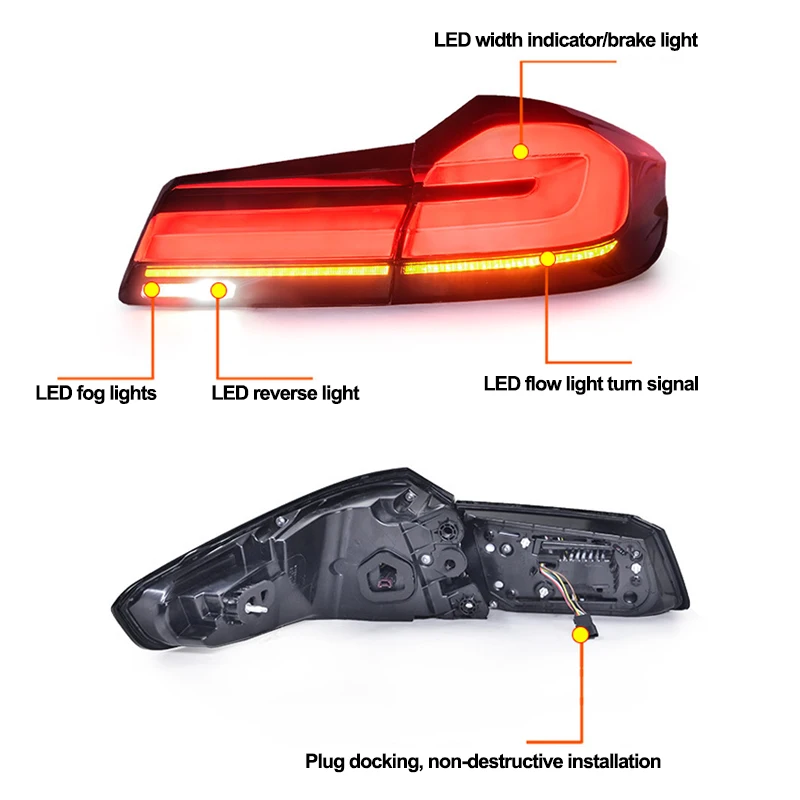 TailLights for BMW 5 Series G30 G38 2018-2021 Car Accessories Led Rear Light Assembly Turn Signal Light Reversing Brake Fog Lamp