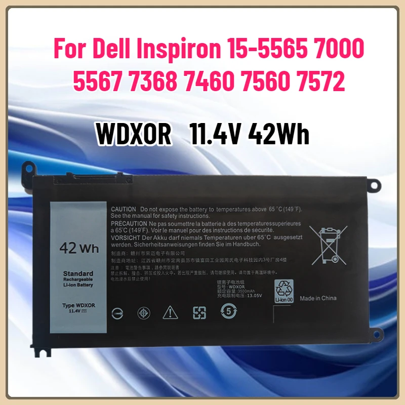 

WDXOR 11.4V 42Wh For Dell Inspiron 15-5565 7000 5567 7368 7460 7560 7572 3CRH3 T2JX4 FC92N