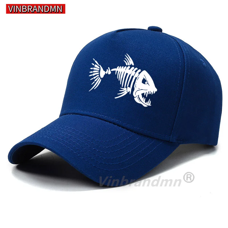 Fishbone Desigan Funny Adjustable Visor Cap Men Fishing Skeleton Fish Bone Baseball Caps Unisex 100% Cotton Classic Sun Hats