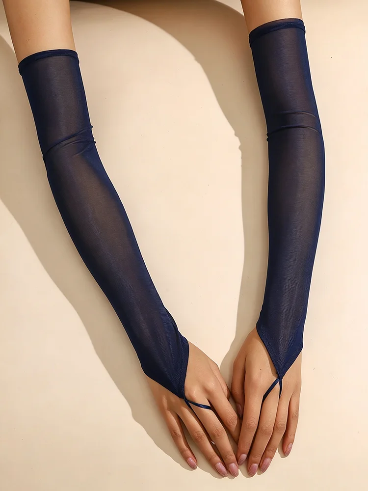 48cm Bonbonfarbene Elastische Netz-Dünne Transparente Fingerhandschuhe für Damen Sexy Party Cosplay Elegante Etikette Opernhandschuhe – Detail 12