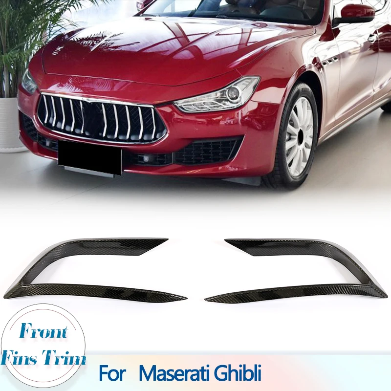 

Carbon Fiber Car Front Bumper Canards Splitters For Maserati Ghibli Base Sedan 4-Door 2018 Front Fins Air Vent Trims Protector