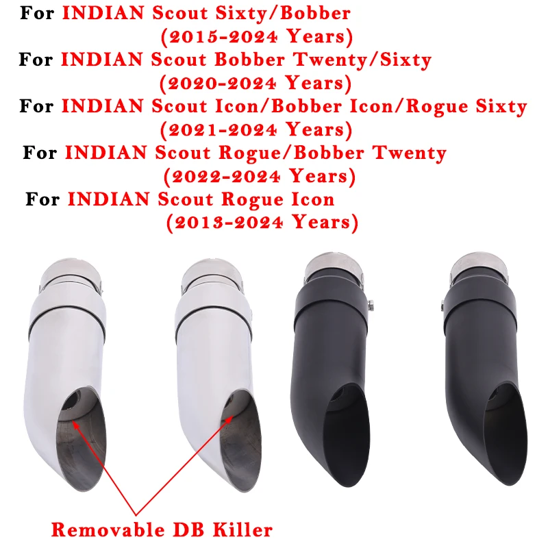 Motorcycle Exhaust Escape System Modified Muffler Pipe For INDIAN Scout Bobber Rogue Sixty Twenty Icon 2015 - 2022 2023 2024