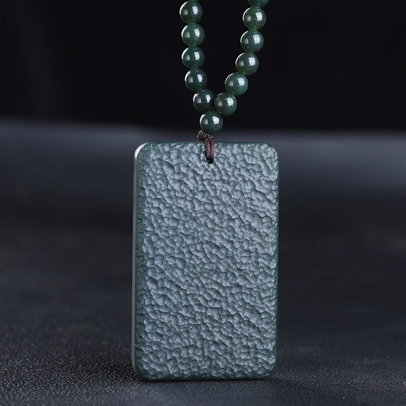 New Natural Hetian Qing-Jade Jade China Square Wealth Attracting Branded Exquisite Pendant Necklace Jewelry Fine Jewellry