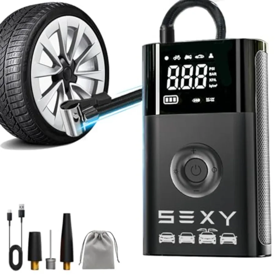 

Портативный компрессор для подкачки шин для Tesla Model 3 Y X S 2025, беспроводной, с манометром и аварийным светом