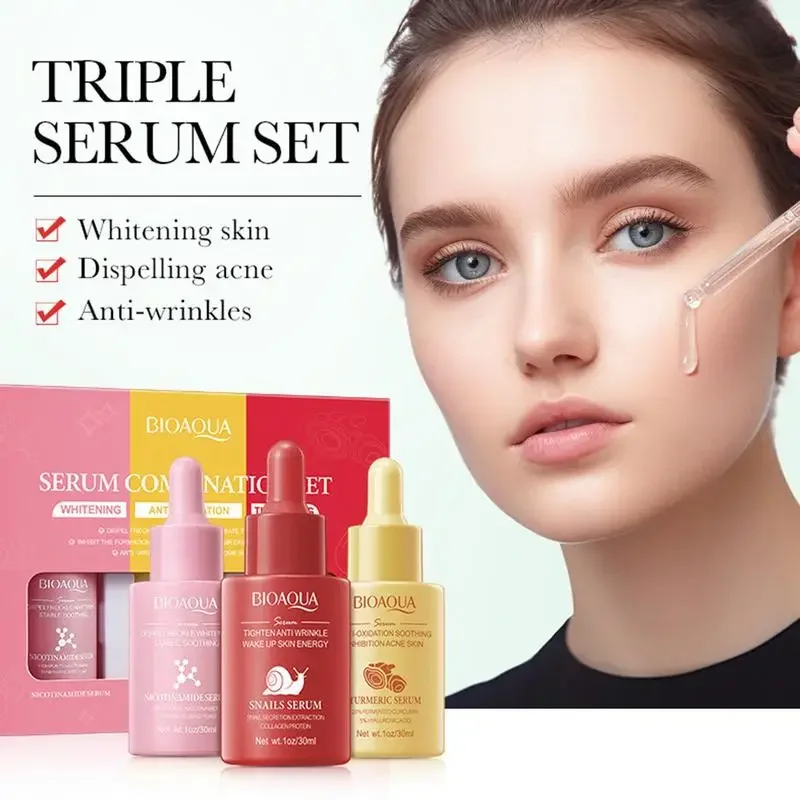 Facial Firming Serum Snail Turmeric Niacinamide Whitening Essence Anti-aging Fade Fine Lines Moisturizing Serum Skin Care  3pcs