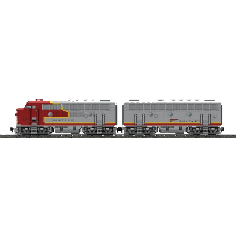 MOC 輸送ディーゼル機関車 EMD F7 サンタフェ組み立てビルディングブロックモデル技術レンガパズルのおもちゃ子供のギフト