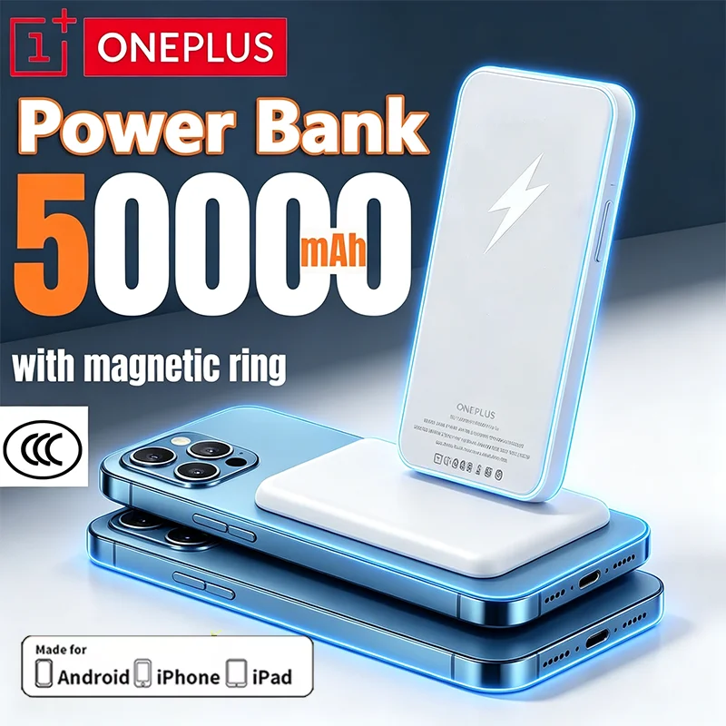 OnePlus Magnetic Wireless Power Bank Fast Charging Charger 500000mAh External Spare Battery for Magsafe For iPhone All Android