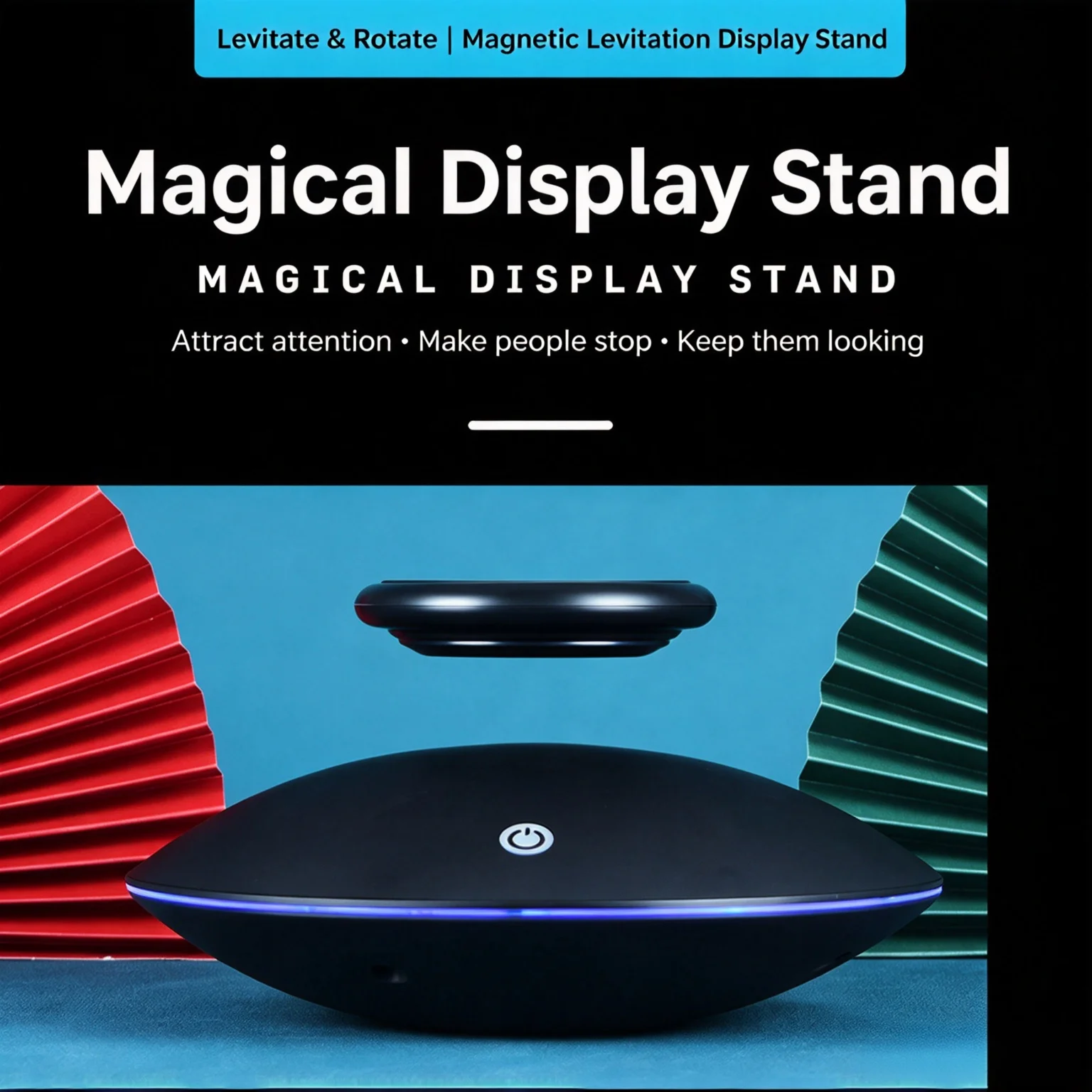 Magnetic Suspension Rotating Display Tray Floating Figurine Holder Black Tech Base Gaming Room Decor Romantic Gift for Boyfriend