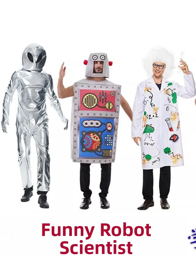 

Хэллоуин Чужой Робот Ученый Костюм Забавный Tech Par Performance Roet Костюм Женская Традиционная Одежда Сценический Костюм