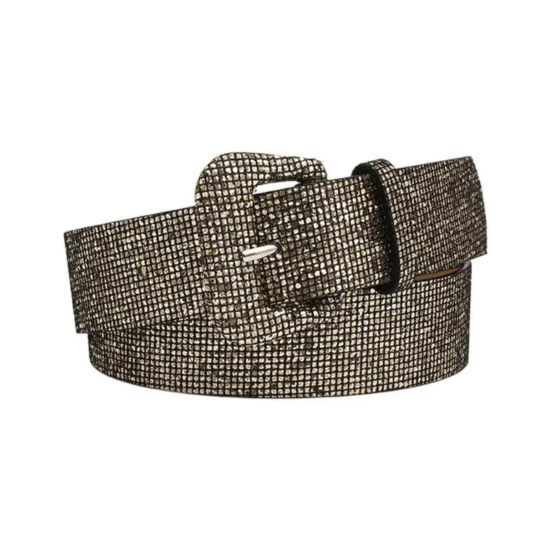 652F Sequins Waist Belts for Women Man Light Luxury Belt for Jeans Cowboy Cowgirl