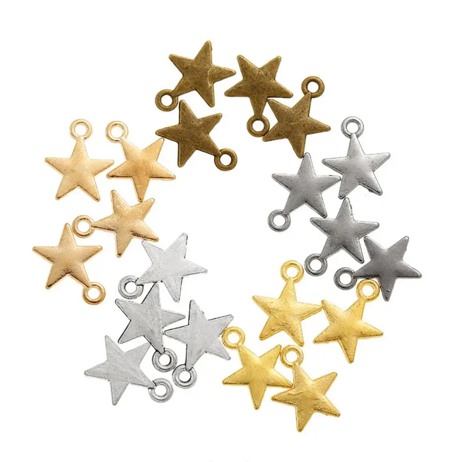 300pcs Charms 15*12mm Star Charms For Jewelry Making DIY Jewelry Findings Antique Silver Color Alloy Charms Pendant F0077