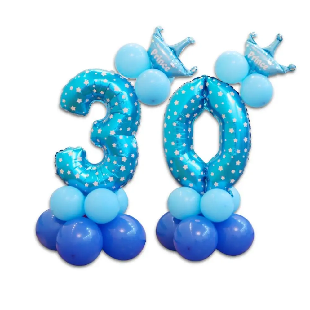 Balon foliowy na urodziny 32 cale, numer, gwiazda, nadruk, kreskówka, 0-9, niebieski, różowy, folia aluminiowa, dekoracja na temat zoo