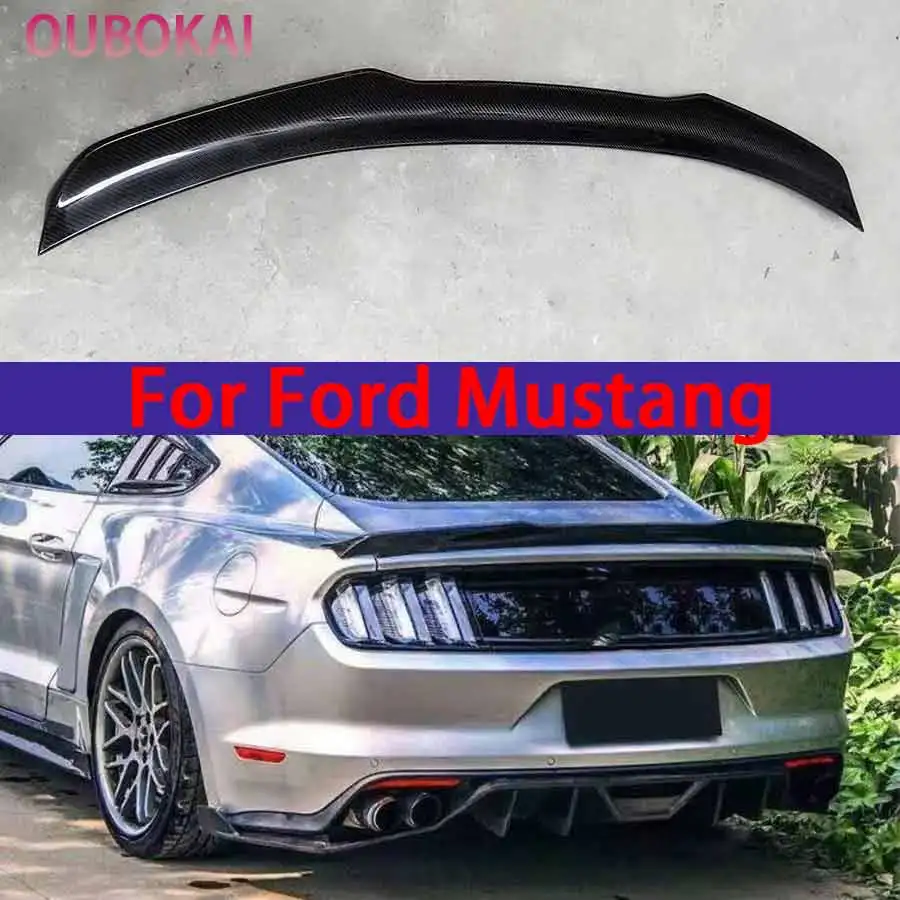 For Ford Mustang 2015+ GT High quality Carbon Fiber Tail fins Rear Trunk Spoiler Guide Wing Rear Wing upgraded body kit