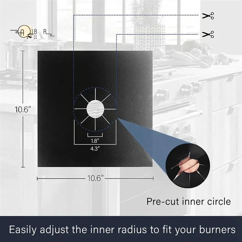 

A18R -10 Pcs Stove Burner Covers Thickness 0.2Mm, Square Stove Burner Liner Cover ,Keeps Stovetop Clean Durable Easy Install