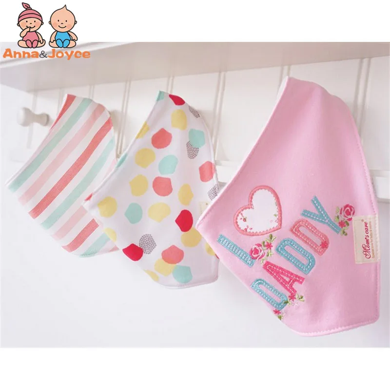 3Pc/Lot Newborn Baby Cartoon Soft Feeding Bib Children Double Cotton Dinner Clean Burp Cloths