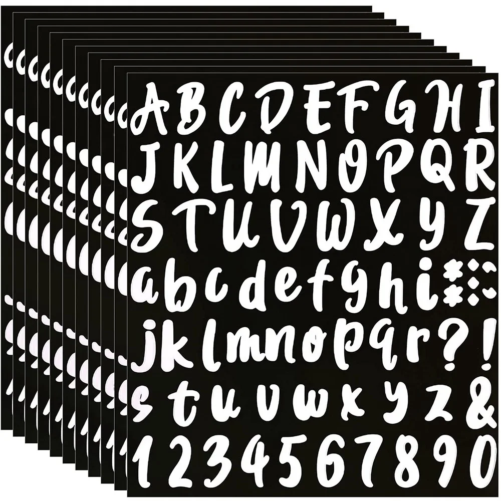 HLZS-720 Pieces 10 Sheets Self-Adhesive Vinyl Sticker, Alphabet Letter Number Stickers For Mailbox, Door (1 Inch)