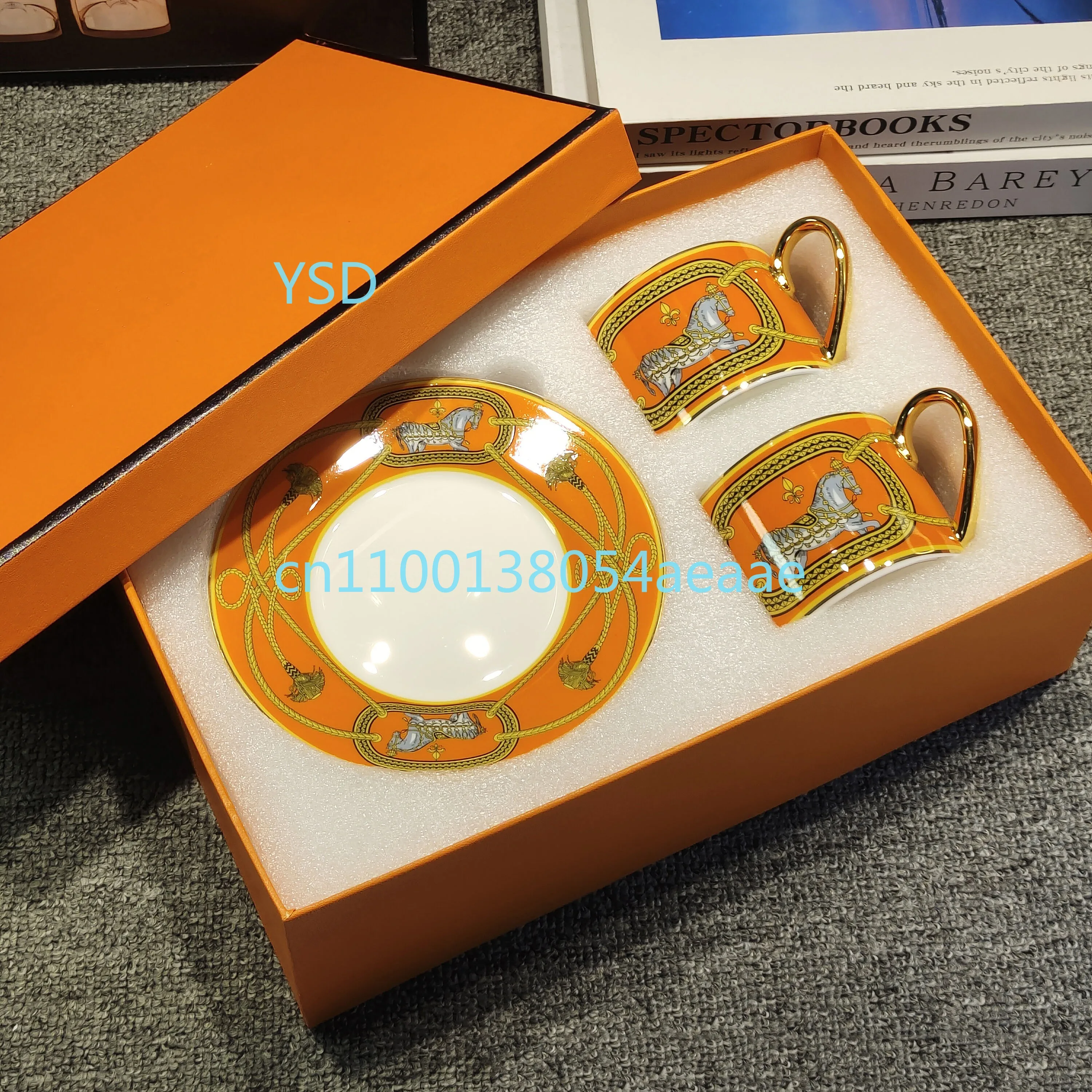 

H Home Bone Фарфоровая кофейная чашка Набор ложек Royal War Horse Light Роскошный высокий красивый европейский ретро набор для послеобеденного чая