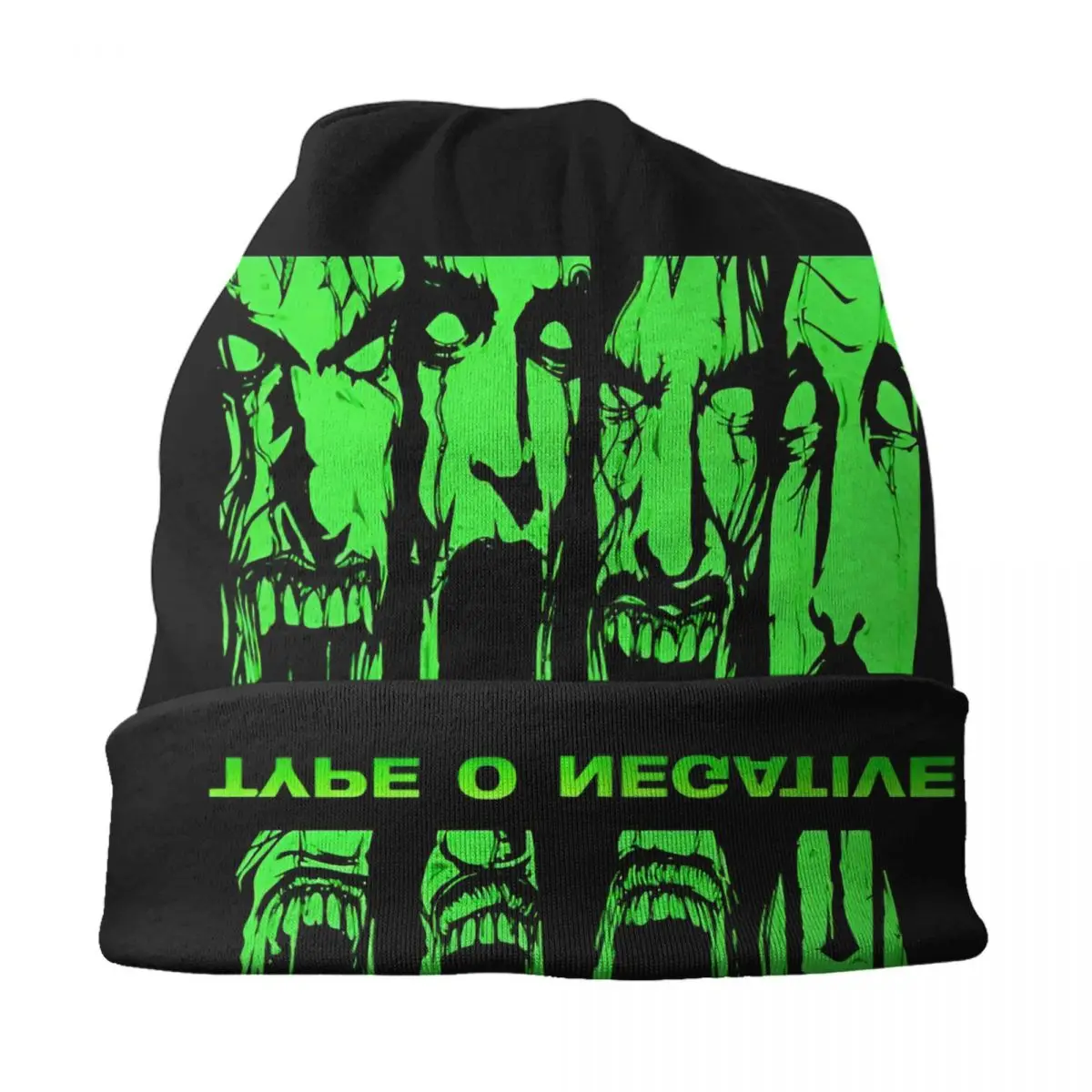 مخصص T-نوع O N-السلبيات خمر الوجه بونيه القبعات محبوك قبعة للنساء الرجال شتاء دافئ روك Skullies Beanies قبعات #3