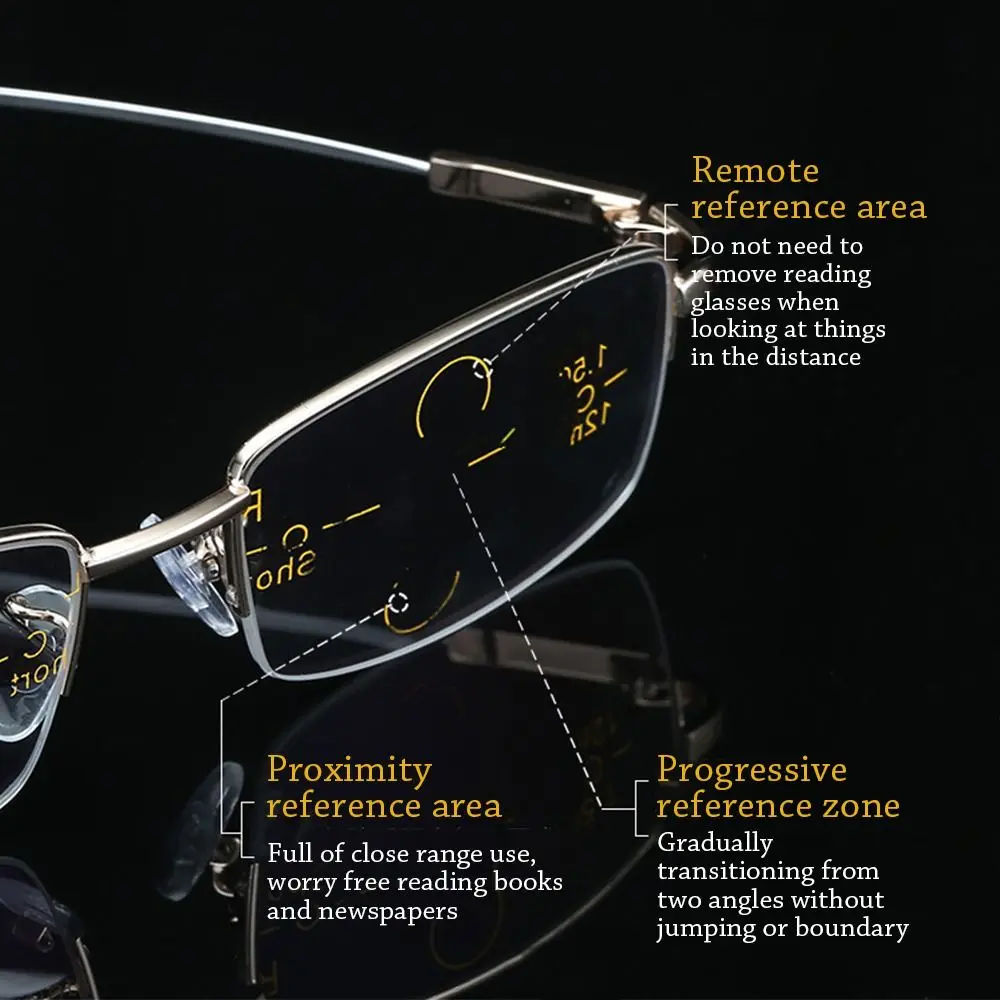 

Blue Ray Blocking Anti-Blue Light Reading Glasses Progressive Near Far Multifocal Hyperopia Glasses Ultralight Memory Titanium