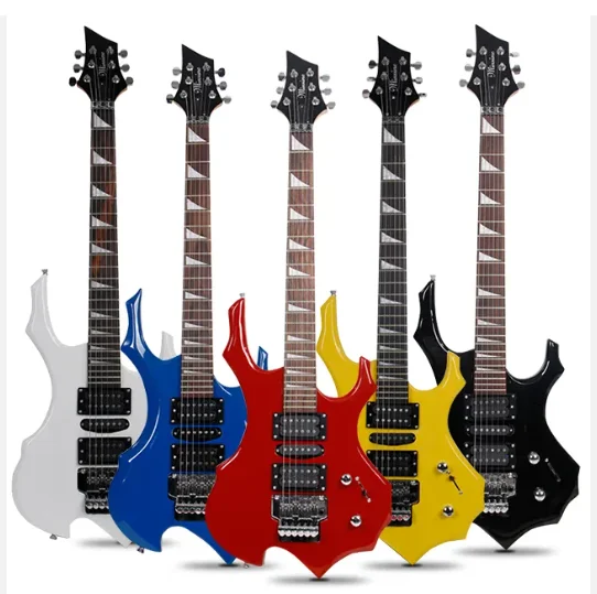 MS-200 Musical Instruments Wholesale Price Flame Shape Basswood Body 24 Frets Stringed Instruments Electric Guitar