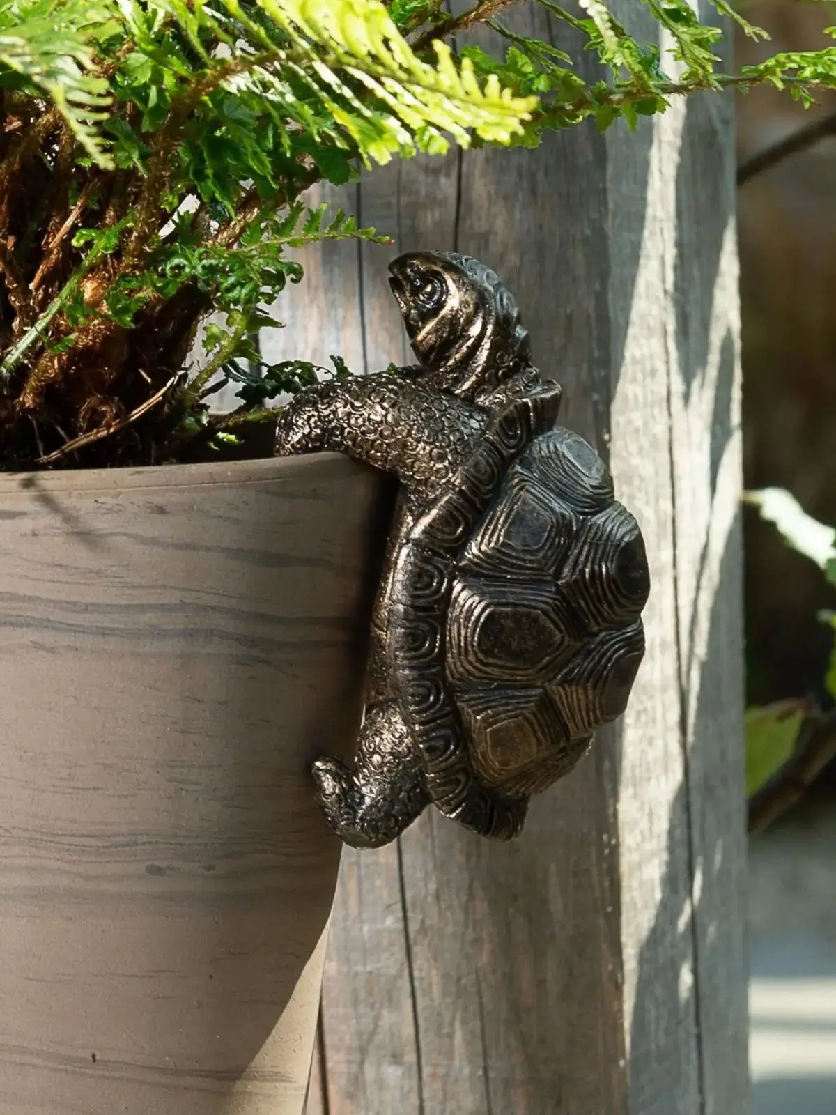 Rustic Resin Turtle Planter Pendant, Garden Statue, Outdoor Bonsai Flower Pot Decor, Creative Turtle Sculpture For Garden