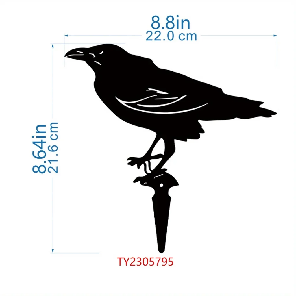 Estacas decorativas con silueta de cuervo negro para exteriores, estatuas de Metal para pájaros, decoración de jardín, patio, césped, 1 unidad