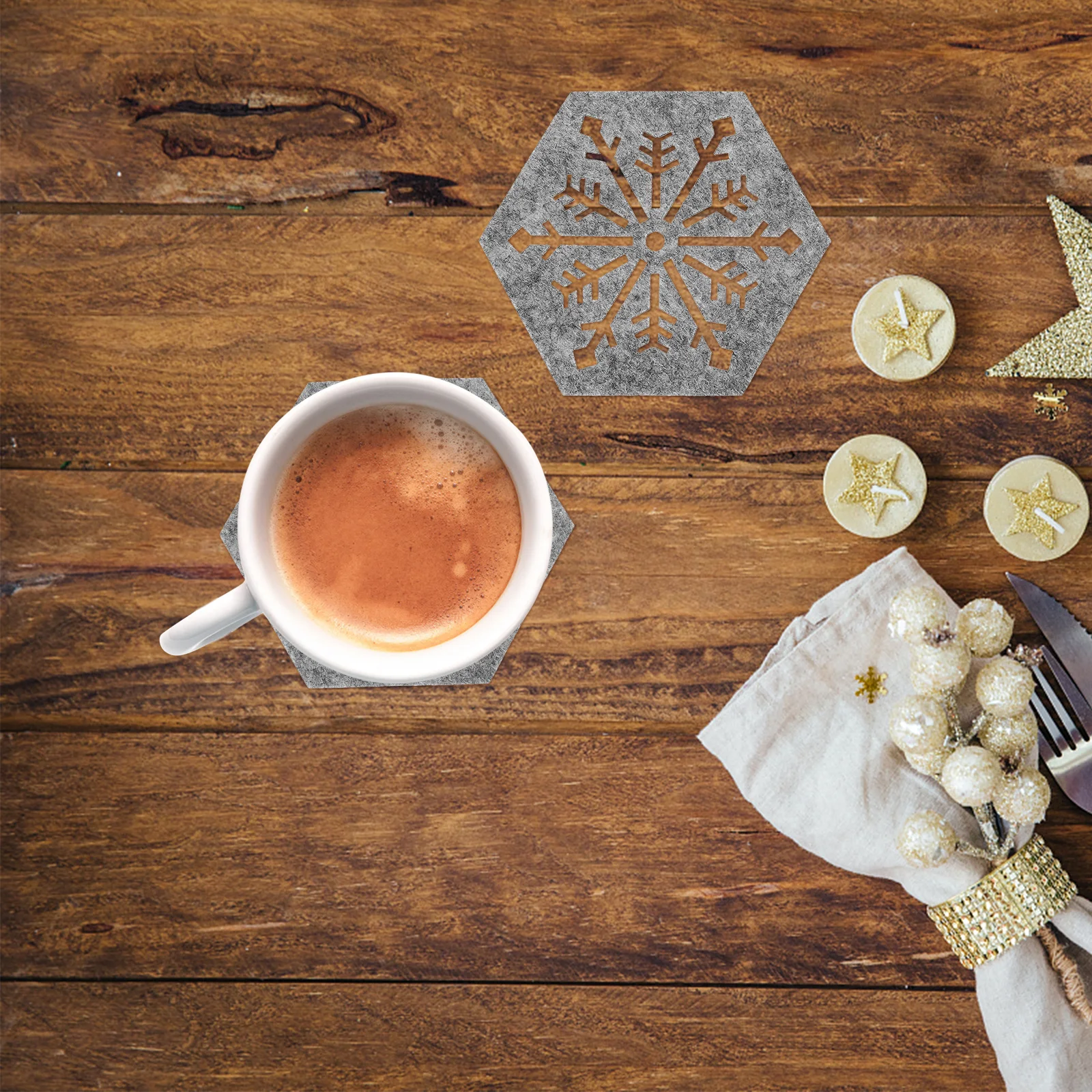 

4 шт. снежинка шестигранные рождественские коврики для столовых приборов термостойкие коврики для столовых чашек вечерние украшения для ужина Рождественский коврик для столовых приборов