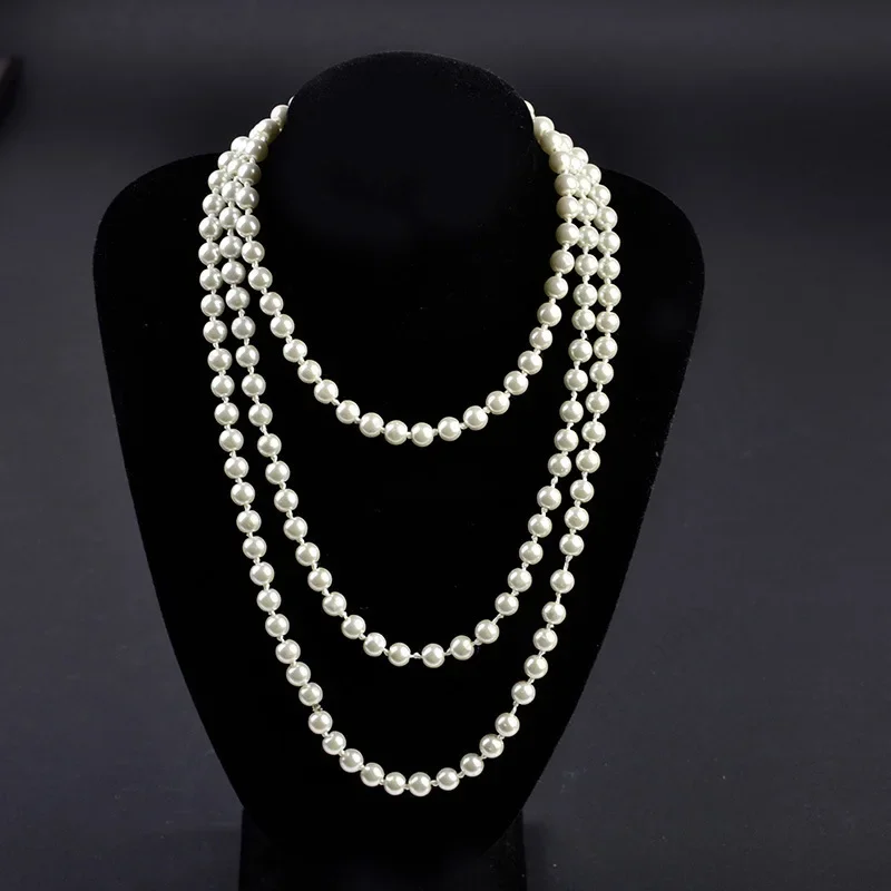 Frauen 1920er Jahre Perlen Halskette Mode Faux Perlen Gatsby Zubehör Vintage Kostüm Schmuck Creme Collares Para Mujer Für Frauen – Detail 7
