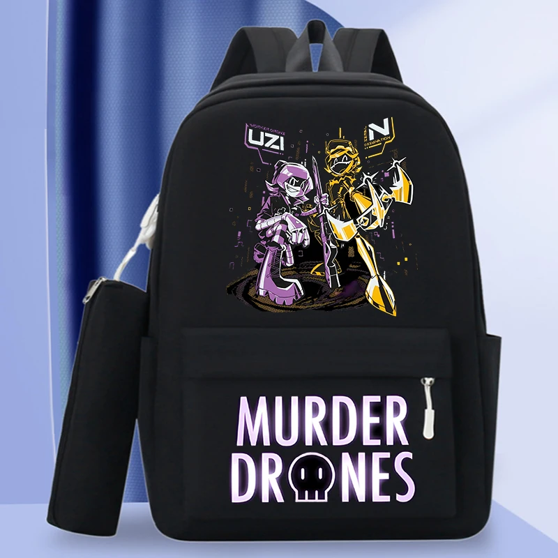 Murder Drones Backpack Anime Character Printed Shoulder Bags Thriller Theme Portable Large Capacity Stationery Storage Bag Gifts